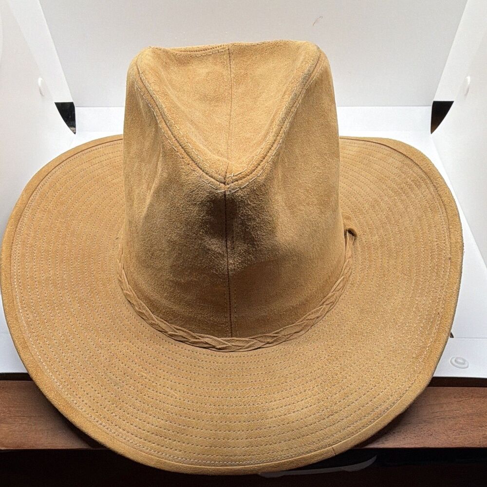 Vintage Resistol Tan/Brown Genuine Suede Leather Western Hat Size 7 1/4